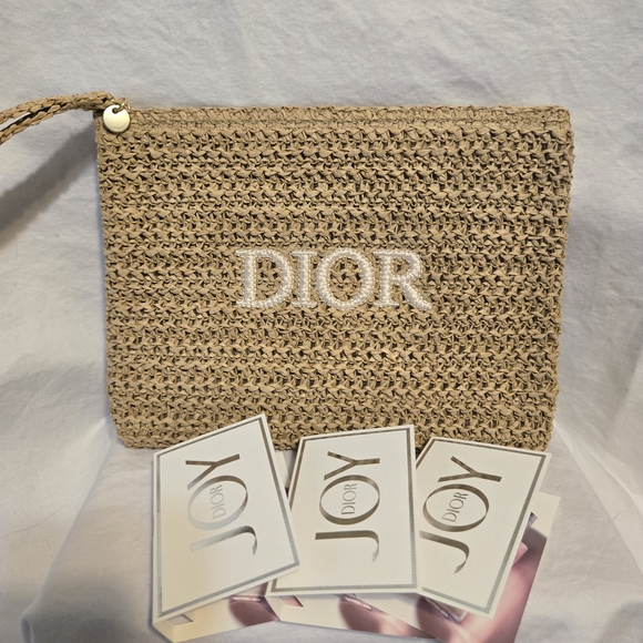 Dior Raffia Makeup Pouch + 3 JOY Perfume Samples – Straw Zipper Clutch GWP Gift - Picture 4 of 8